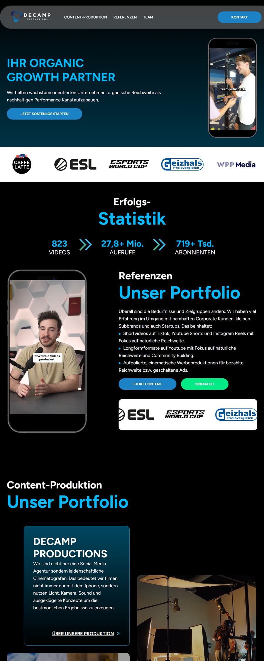 Startseite von Decamp Productions