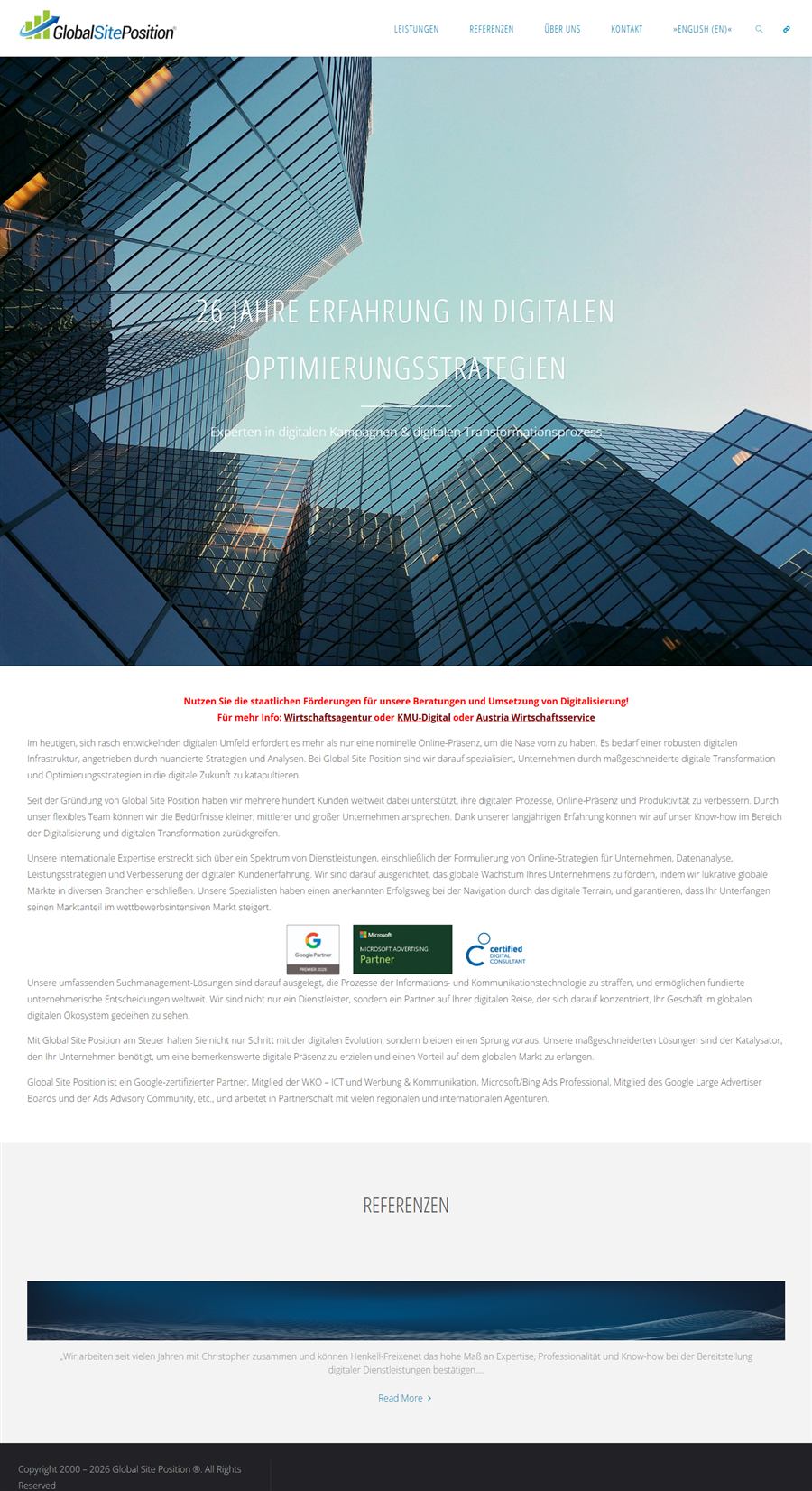 Startseite von Global Site Position